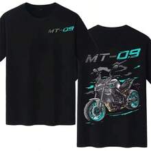 MT-09 Motorcycle Rider Cotton Printed T-Shirt, Men's And Women's Short-Sleeved Retro Casual Cotton Graphic T-Shirt - 3 - View 1