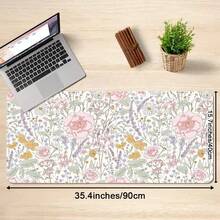 1pc Cute Floral Desk Mat Pink Flowers Plant Mouse Pad XXL Large Extended Gaming Mousepad Women - Mouse Pad - View 4