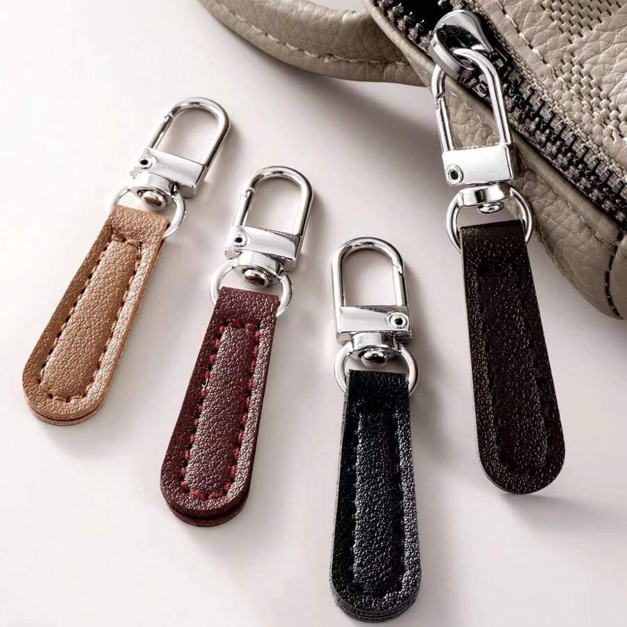 1pc/2pcs/4pcs Detachable Leather Zipper Pulls With Replaceable Metal Straps, Suitable For Bags, Clothing And Various Zippers (1pc Regular Style)