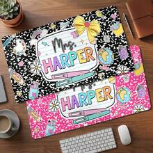 1pc Personalized Teacher Desk Mat, Custom Teacher Composition Book With Name Mouse Pad, Teacher Gifts, Back To School,Teacher Appreciation Gift, Rectangle Mousepad 24 X 14 Inch Stitched Edges - Style 1 - View 1