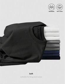 Playera Hombre Estética Plateada con Estampado, Ajuste Suelto Estándar, Algodón Suave para Verano - Negro - Ver 6