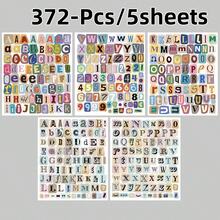 372/744pcs Vintage Letter & Number Vinyl Self-Adhesive Stickers, Suitable For Scrapbooking, Planner, Laptop, Water Bottle, DIY Crafts, Journaling, Retro Scrapbook Stickers, Aesthetic Planner Letter Stickers, Scrapbooking Supplies Set - Multicolor - View 8
