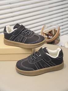 Zapatos deportivos planos negros Xfxf para niños, parte superior suave y cómoda, adecuados para niños y niñas de 3 a 12 años, ideales para uso diario casual/deportes escolares - Negro - Ver 5
