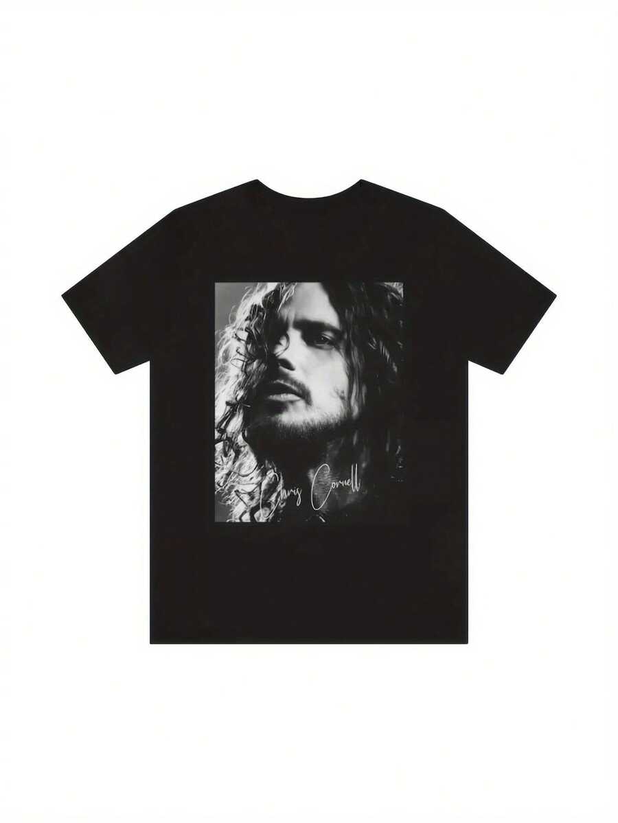 Camiseta ChrisCornellAudioslave, 100% Algodón, Casual, Cuello Redondo, Manga Corta, Acabado Brillante, Lavable a Máquina, Tallas S-4XL, Negra, Camiseta Gráfica para Fanáticos de la Música Ro - Negro - Ver 1