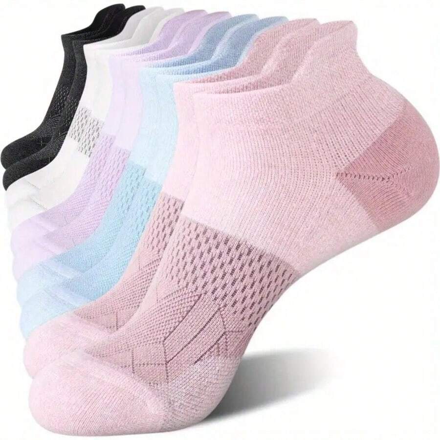 3/5/6/10 Pairs/Women's Ankle Socks, Designed For Running, Sports And Daily Wear, Made Of High-Performance Fabric, Providing Comfortable Support And Protection. - Multicolor - View 1