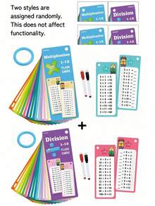 1 Set/2 Sets Multiplication Learning Cards, Division Training Cards, Cognitive Math Cards, Erasable Practice Cards, Reusable Flashcards, Student Learning Cards, 1-12 Addition, Subtraction, Multiplication, Division Practice Cards, Teacher Teaching Tools, Christmas Gift Back To School - Multicolor - View 12