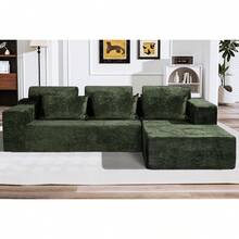 HABUTWAY 105" L Shape Modular Sectional Sofá para Salón de Estar, No se Recoge, Modular Sofá Confortable con Asiento para Salón recámara, Lujo Acorazado Derecho, Blanco - Terciopelo Gris - Ver 1