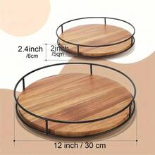 1pc Wooden 360° Rotating Storage Turntable, Suitable For Kitchen, Bathroom And Dining Room Organization, Ideal Housewarming Gift For Parties And Family Gatherings - Brown - View 2