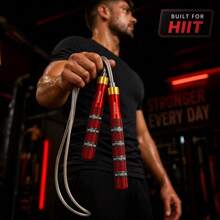 1pc MOGOLD Adjustable Cardio Jump Rope, 10FT PVC Encapsulated Steel Wire Skipping Rope With Dual 360° Rotatable Ball Bearings, Anti-Slip EVA Wrapped Aluminum Handles For CrossFit HIIT Weight Loss Indoor Outdoor Exercise - Red - View 4