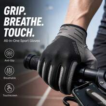 1 Pair Touchscreen Full Finger Sports Gloves, Breathable Quick-Dry Anti-Slip Shock-Absorbing, Palm Cushioning Pad Prevents Slipping And Wear, Unisex, Suitable For Gym, Cycling And Other Outdoor Activities - A - View 8