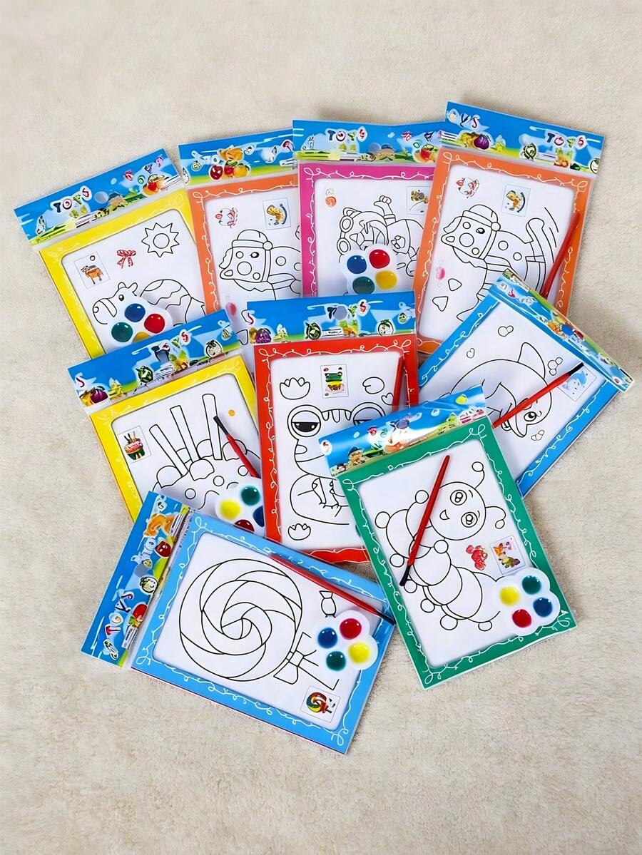 50/30/20/10/5pcs Watercolor Painting Set,DIY Art Supplies Coloring Pages, Painting Papers, Creative Educational Art Supplies, Back To School, School Supplies, Kids Drawing Set, School Start Gifts, Children's Day Gifts(Random Pattern Color) - Multicolor - View 1