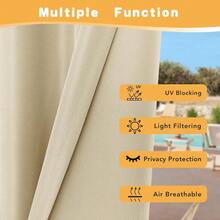 Outdoor Curtains, Suitable For Patio, Porch, Gazebo, UV-Resistant And Fade-Resistant, Combining Sunshade And Privacy Decorative Functions - A - View 4