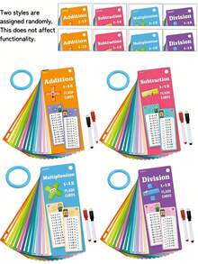 1 Set/2 Sets Multiplication Learning Cards, Division Training Cards, Cognitive Math Cards, Erasable Practice Cards, Reusable Flashcards, Student Learning Cards, 1-12 Addition, Subtraction, Multiplication, Division Practice Cards, Teacher Teaching Tools, Christmas Gift Back To School - Multicolor - View 11