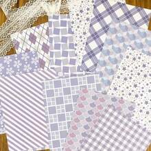 12pcsLavender Geometric Grid Lace Scrap Book Paper Hollow Lace Lightweight Tearable Background Collage Salt Style Retro Letters And Cards DIY Decorative Paper Girl Aesthetics Journal Supplies Album Envelope Craft Stationery Essential For BacktoSchool - Multicolor - View 1