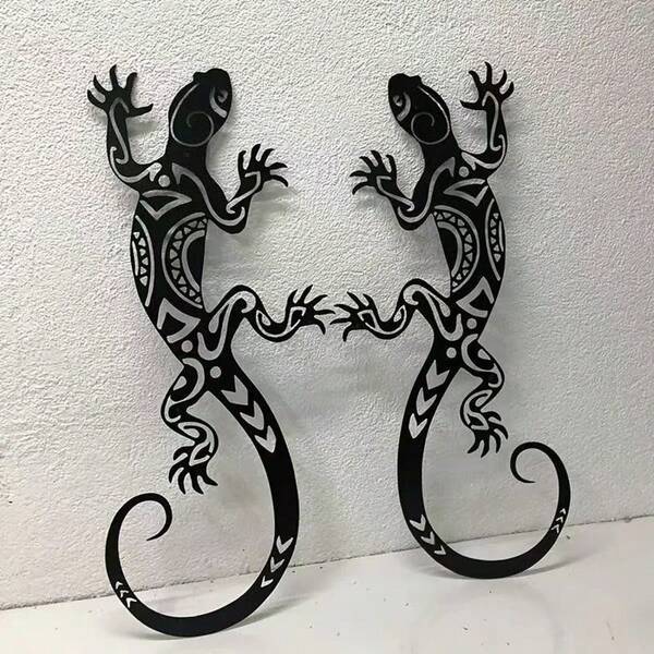 2D Flat Printed Acrylic Material Engraved Matte Black Gecko Wall Decor Artwork, Suitable For Living Room, Bedroom, Hallway, Can Be Used As Wall Decoration And Accent, Also As Holiday Gift.