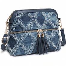 Dasein Bolso bandolera con cremallera para mujer, bolso de hombro a la moda con múltiples bolsillos - 2-Avestruz marrón - Ver 8