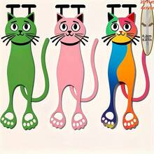 2D Acrylic 3pcs Cat Bookmarks, Durable Colorful Cat Page Markers, Suitable For Readers And Cat Lovers, Office And Study Dual-Use Back To School Supplies - Multicolor - View 3