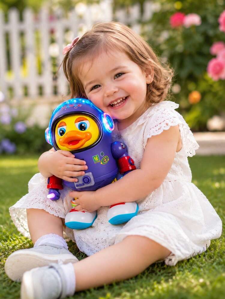Jouet Canard Dansant Space Duck - Marche, Danse, Lumières Et Sons - Activité D'apprentissage Dès 3 Ans - ABS Métal, 18,6 Cm - Piles AA Incluses Non