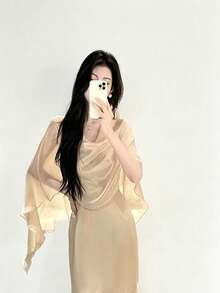 1pc Solid Color Sun Protection Shawl For Women, Versatile Fashion Loose Pearl Button Shawl, Scarf, Pullover Sun Protection Clothing, Suitable For Spring/Summer Evening Events, Weddings, Stage, Travel And Beach Cover-Up Accessories For Women, Travel And Daily Use - Multicolor - View 15