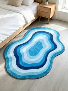 1pc Blue & White Ombre Asymmetrical Cloud Pattern Decorative Carpet, Bedroom Decor, Small Rug, Carpet, Home Decor, Living Room Carpet, Living Room Small Rug, Bedroom Rug, Living Room Home Decor, Outdoor Rug, Washable Carpet - Multicolor - View 5