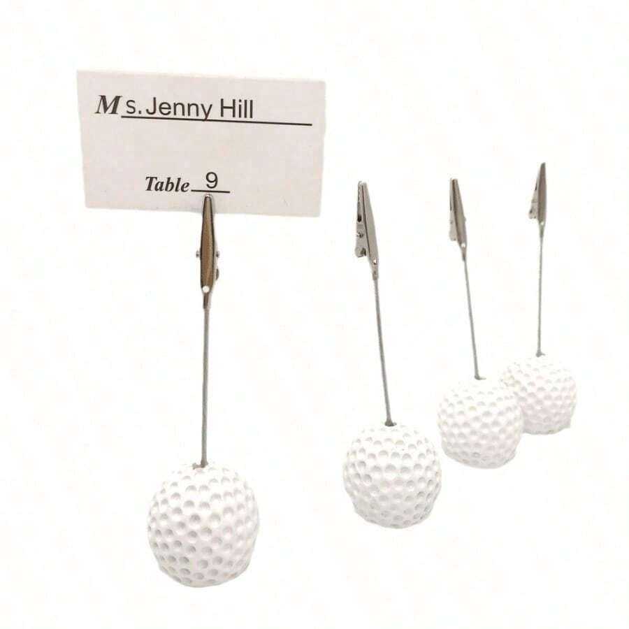 4-Pack White Golf Seat Clip, Sports Series Card Clip, Note Clip, Wedding Supplies - White 01 - View 1
