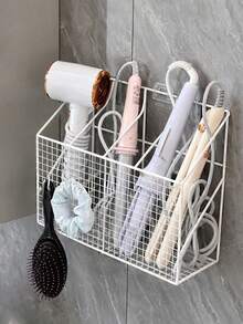 Wall-Mounted Hair Tool Storage Basket, No-Drill Bathroom Organizer Rack, Suitable For Hair Dryer And Curling Iron - Multicolor - View 10
