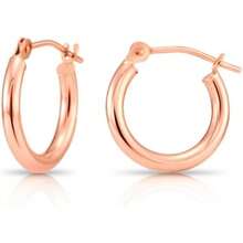 arete de aro redondos de oro rosa de 14 quilates, tubo de 2 mm - 35 mm - Ver 9