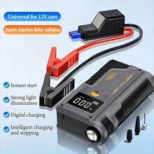 Car Emergency Jump Starter With Air Compressor, 150PSI Tire Inflator Pump, Digital Display, Tire Pressure Monitoring, 3-Mode LED Flashlight - Suitable For All Tires, Portable Jump Starter And Repair Tool/Travel Road Supplies - Emergency Starter Air Pump - View 4