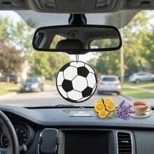 Unique Football Design, Classic Black & White Patterns, Perfect Gift For Sports Fans, Exquisite Rearview Mirror Pendant - -- - 查看 4