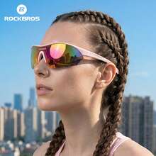 ROCKBROS 1PC Outdoor Sports Cycling Glasses, Fashion Glasses, Set With 3 Interchangeable Lenses, Lightweight High-Strength Polycarbonate Frame, Adjustable Silicone Nose Pads Anti-Slip Temple, For Running, Biking - Multicolor - View 9