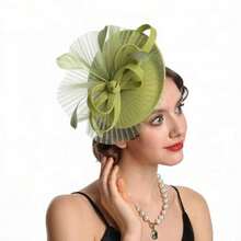 1 pieza Tocado de mujer con plumas, tocado nupcial vintage, sombrero de derby para boda, sombrero de cóctel para fiesta de té, accesorio para el cabello para fiesta y banquete - A - Ver 2