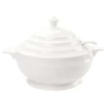 Casserole Dish With Serving Handle, Soup Pot 1.6-Quart, French White Ceramic Tureen With Lid And Ladle, For Dinner And Party, Microwave, Dishwasher, Oven 10.2 Inch - View 1