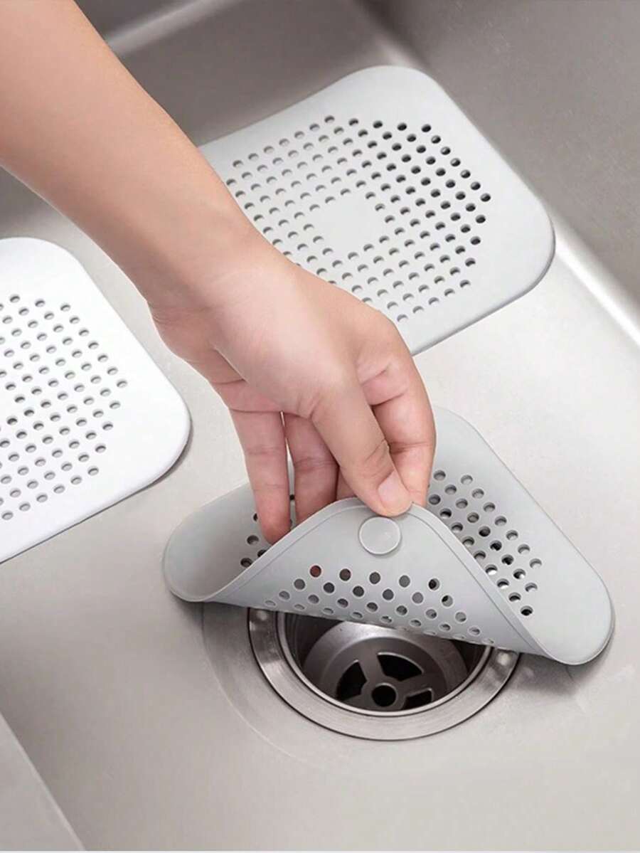 1pc Anti-Clogging Drain Filter, Kitchen Sink Anti-Clogging Device, Bathtub/Shower/Bathroom Drain Cover, Hair And Debris Collector, Soft Rubber Fit Design Prevents Displacement, Easy To Clean Kitchen Sink Protector, Bathroom Drain Anti-Clogging Filter Cover, Tight Fit Design, Durable Plastic Mesh Material, Essential For Kitchen And Bathroom