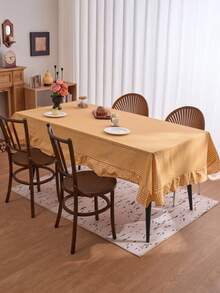 1 buah Taplak Meja Rumah Gaya INS dengan Pinggiran Bergelombang Artistik Warna Kuning, Cocok untuk Pernikahan, Hari Valentine, dan Dekorasi Rumah - Kuning - View 5
