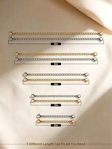 1~10Pcs Stainless Steel Extender,High Quality Workmanship - Hypoallergenic, Extender For Necklaces, Bracelets And All Kinds Of DIY Jewelry Making - Double-ended Extension Chain - View 2