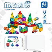 28/46/62 Magnetic Building Blocks Construction Set With Car Combination, Multi-Functional Magnetic Puzzle With Mini Cars, Realistic Birthday/Holiday Gift For 3-14 Years Old Children, Random Color - Color - View 12