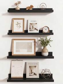 1 pieza Estantería de pared práctica, estantería decorativa de almacenamiento montada en la pared, estantería colgante de pared para TV, estantería de tablero de una sola pieza, estantería de pared para sala de estar, dormitorio, mesita de noche - Ver 10