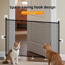 New Retractable Pet Gate, Foldable Anti-Escape Barrier For Dogs, Staircase Protection Net With Hooks, Pet Door For Home. - 110-72cm - View 6