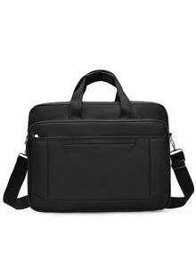 1pc Men's Business Travel Bag, Vintage Crossbody Handbag Design, Large Capacity Shoulder Bag, Zipper Closure, Adjustable Strap, Commute, Shopping, Daily Multi-Functional - Black - View 12