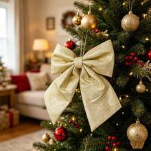 Laço De Enfeite Grande 35CM X32CM/30x26.5cm De Árvore De Natal Para Decoração De Festa De Natal - Dourado - Visão 2