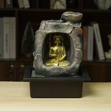 Buddha Statue Waterfall Fountain Ornament, Desktop Decoration, Creative Water Curtain, Flowing Water Wealth Transfer, USB Power Supply, Suitable For Meditation, Suitable For Various Room Types, Cafes, Yoga Studios, Clubs, Study Rooms, Bedrooms, Etc - JZ051 - View 5