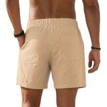 Set Of 3 Premium Linen Shorts For Men - Luxury Beachwear - 薑色 - 查看 4