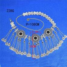 Cadena de Cintura Bohemia de Aleación con Pedrería, Accesorios para Mujer, Cadena de Cintura con Colgante de Moneda, Joyería Étnica - D - Ver 3