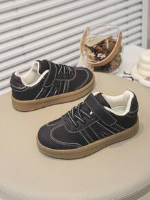 Zapatos deportivos planos negros Xfxf para niños, parte superior suave y cómoda, adecuados para niños y niñas de 3 a 12 años, ideales para uso diario casual/deportes escolares - Negro - Ver 4