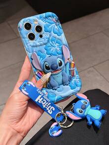 Disney Lilo And Stitch Phone Case : 3D Fluffy Pattern Border Protector Phone Soft Phone Case With A Free Cute Stitch Bracelet Chain Lanyard, Stitch, Lilo, Angel, For Apple 17 Promax 17 Pro 16 15 14 13 12 11 Pro Max XS Max X XR Soft Cover Summer Phone Case - 白色 - 查看 3