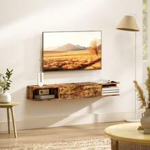 120 Floating TV Unit TVs Up To 50 Inch - Rustic Brown - 1 - View 6