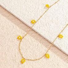 Cadena de Cintura con Colgante de Flores Coloridas Estilo Boho de Primavera para Mujer, Cadena de Cintura Estética de Moda , Joyería Corporal (Color: Azul, Tamaño: 75+10cm) - 1 - Ver 5