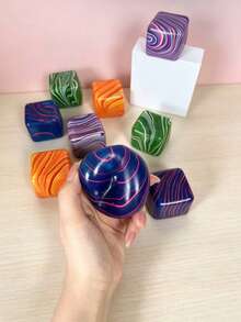 Fluid Pattern Ice Cube Square Squeeze Toy, Soft Touch, Can Be Squeezed And Deformed Freely, Great Choice For Stress Relief And Mood Improvement, Party Gift|Birthday Gift|Holiday Gift - 彩色 - 查看 9