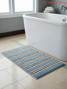 1pc Minimalist Bathroom Rug, Multi-Functional Vertical Striped Home Bedroom Mat, Faux Cashmere Bathroom Mat, Door Mat, Kitchen Floor Mat - A - View 1