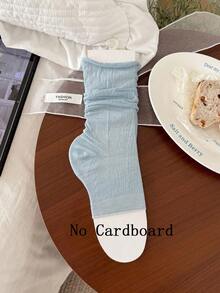 1 Pair Women's Korean Style Rolled Cuff Solid Color Slouch Socks, Fashion Minimalist Thin Breathable Spring Summer Leg Warmers - Multicolor - View 14